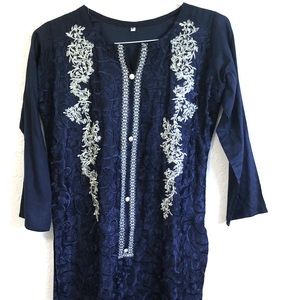 Blue embroidered kameez shirt desi kurti